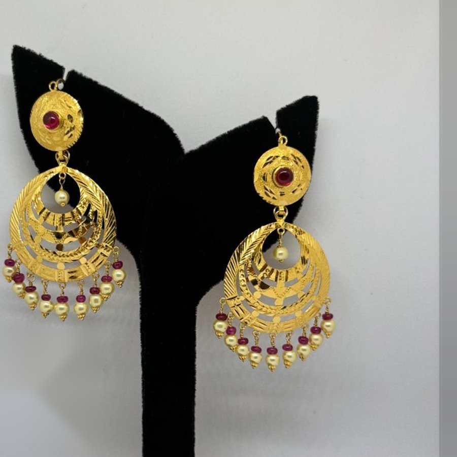 Chandbali with Pearls from Sukhdev Jewellers and Sons