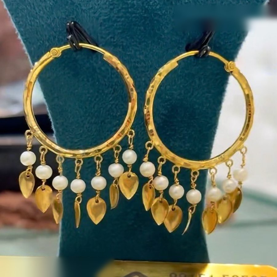 Gold Hoop Bali with Pearls from Sukhdev Jewellers and Sons