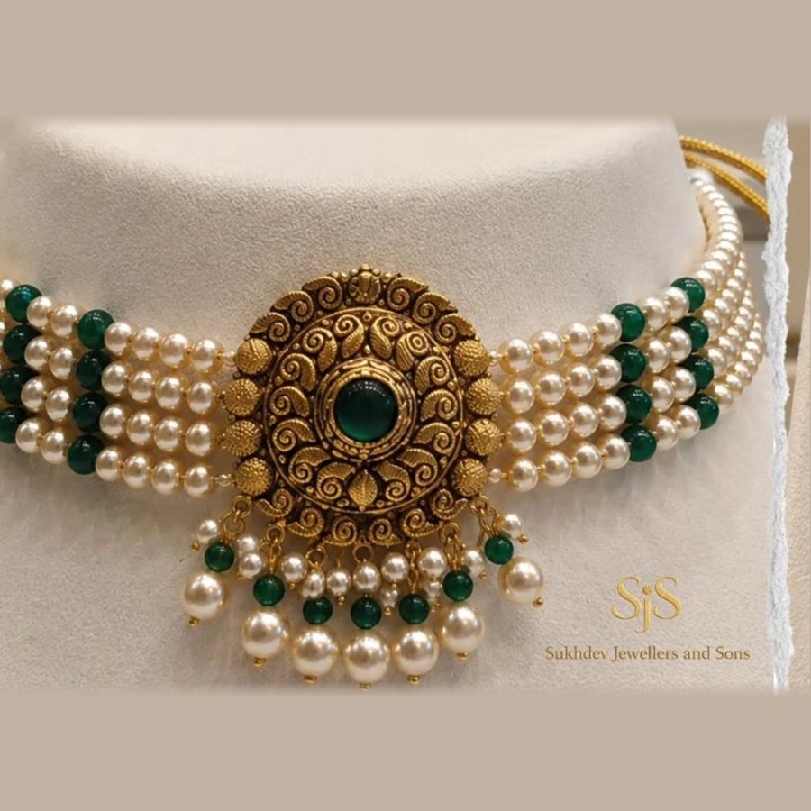 22K Pearl Choker Set from Sukhdev Jewellers and Sons